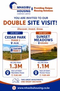 Mhasibu Housing Cedar Park Plots for Sale in Juja and Sunset Meadows Plots for Sale in Kisumu site visits on 6th June 2026